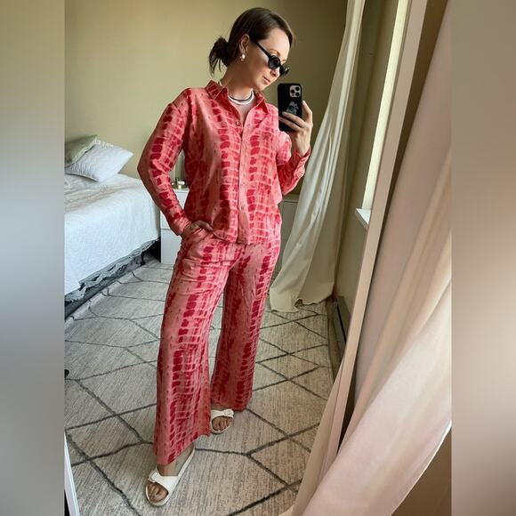 Nasty Gal Tie Dye Print Wide-leg Relaxed Pants in Pink , US 8 - Picture 12 of 12